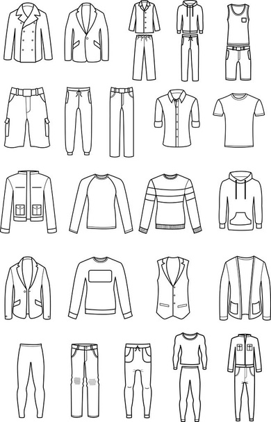 Εικονίδια για τα ανδρικά ρούχα της τοποθεσίας-διανύσματος - Διάνυσμα, εικόνα