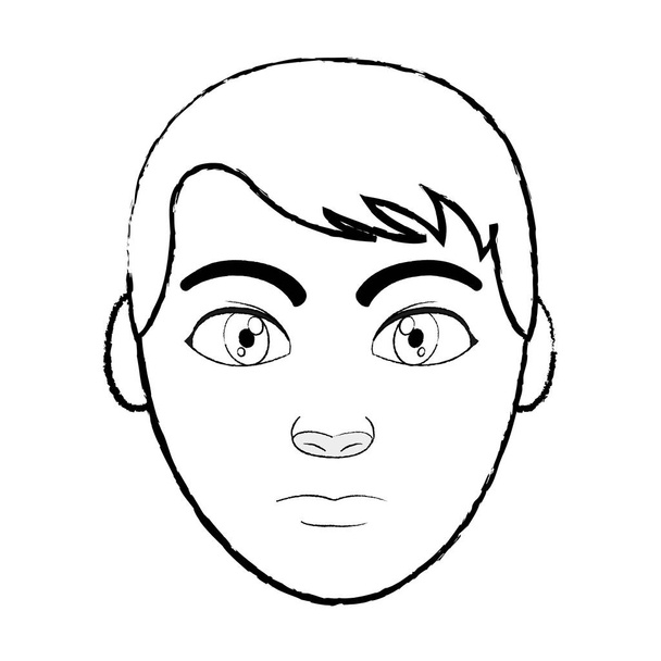 grunge avatar muž hlavou s výrazem obličeje a účesu vektorové ilustrace - Vektor, obrázek