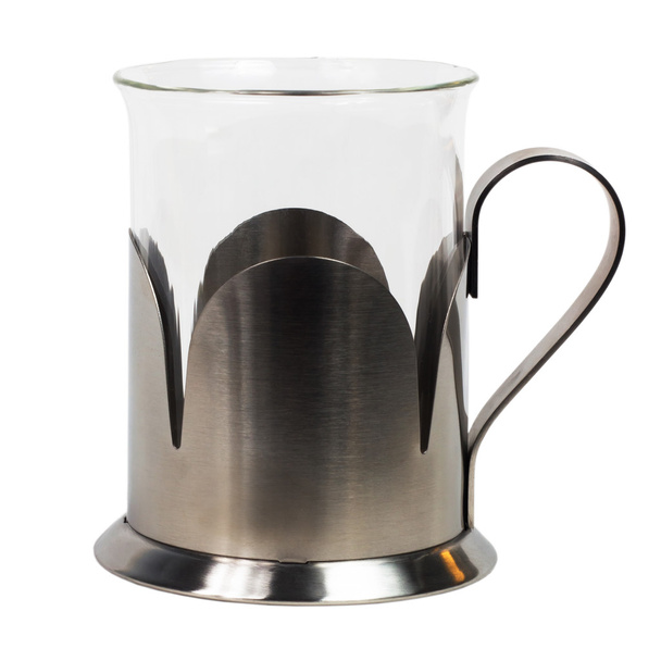 Стеклянный чай чайник утюг чистый пустой изолированы на белом фоне с
 - Фото, изображение