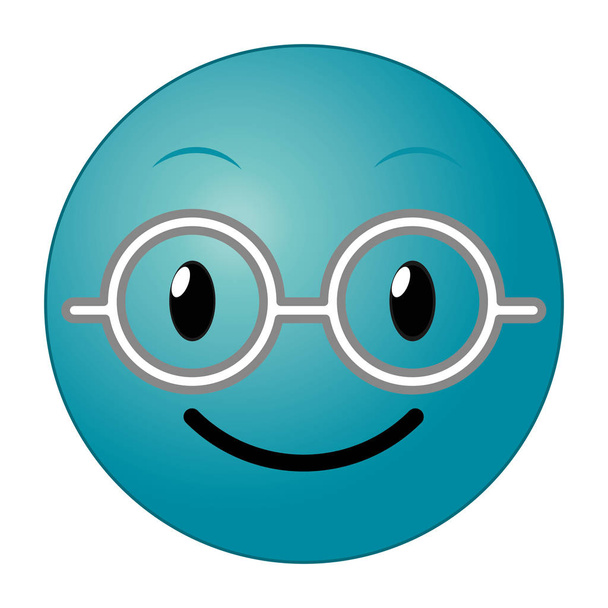 μπλε nerd πρόσωπο χειρονομία σύμβολο έκφραση διανυσματικά εικονογράφηση - Διάνυσμα, εικόνα