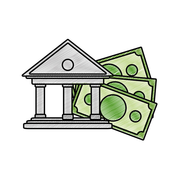 economía bancaria financiera rallada con facturas dinero en efectivo
 - Vector, imagen