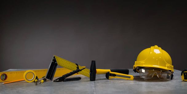 Yellow set of tools for repair and construction - 写真・画像