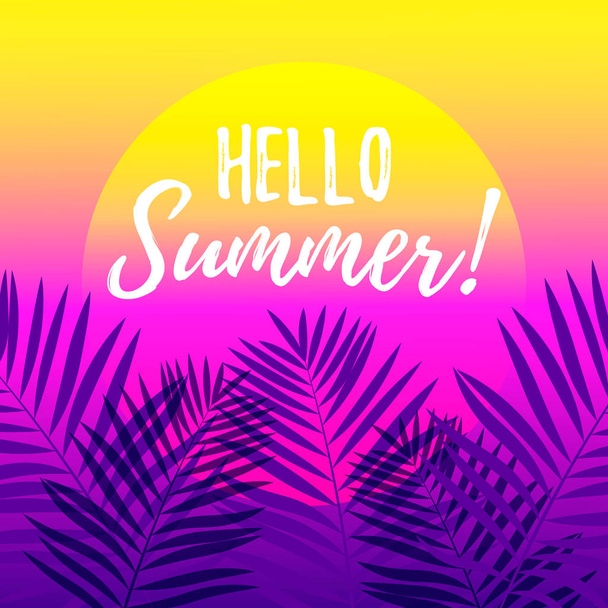 Hola diseño de verano con fondo tropical. Ilustración del vector
 - Vector, Imagen