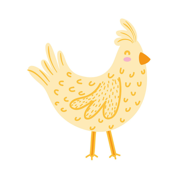 colorful hen farm bird animal with wings - Vector, Image