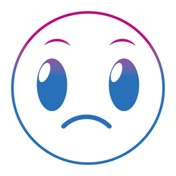 degradace linie smutný obličej gesto emoji výraz - Vektor, obrázek