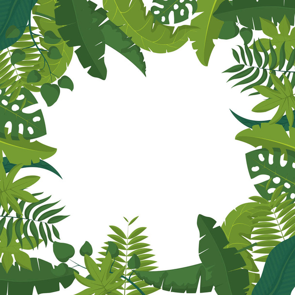 Tropical leaves frame - Vector, Image