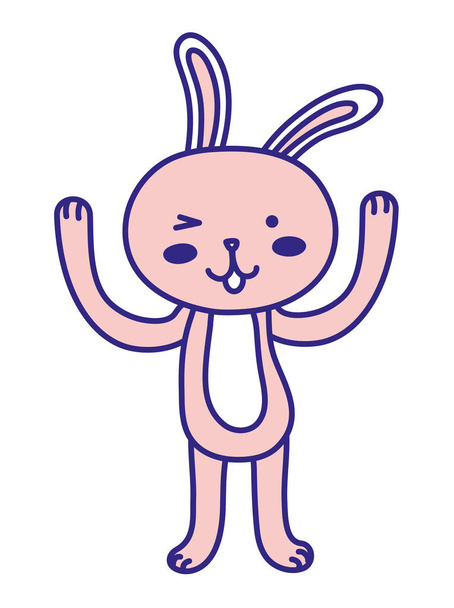 full color rabbit cartoon animal with hands up - Wektor, obraz