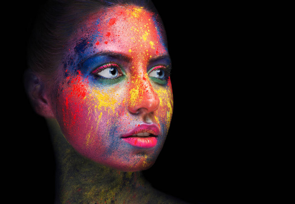 Magnifique portrait de femme avec maquillage art lumineux
 - Photo, image