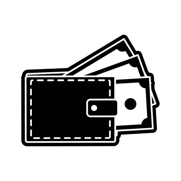 silueta peněženka s bill hotovost střežené - Vektor, obrázek
