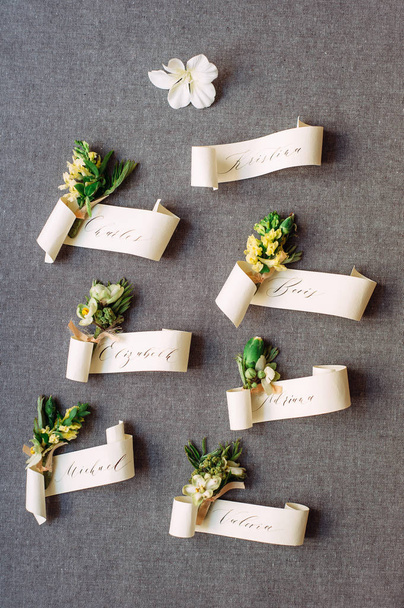 güzel çiçek boutonnieres, düğün dekor seti - Fotoğraf, Görsel