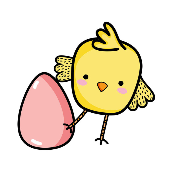 pollo pájaro animal jugando con huevo
 - Vector, Imagen