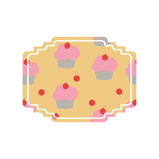 Cupcake lllabel of dessert sweet and bakery theme Isolated design Vector illustration - Vector, Image