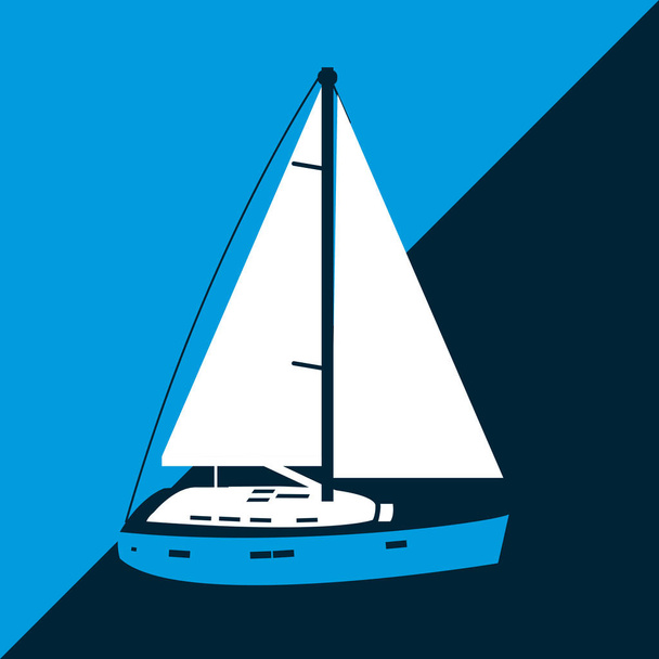 Sailboat navigation symbol over blue background vector illustration graphic design - Vector, Image