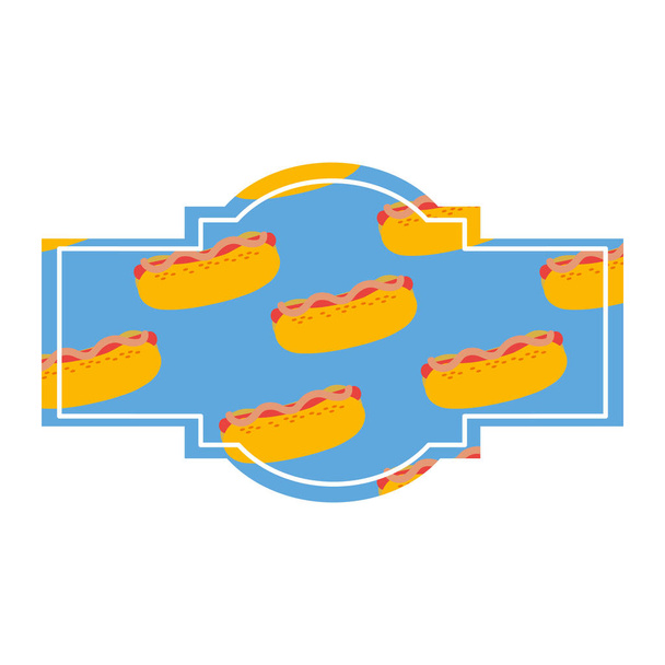 Hot dog étiquette de restauration rapide urbain et savoureux menu thème Conception isolée Illustration vectorielle
 - Vecteur, image