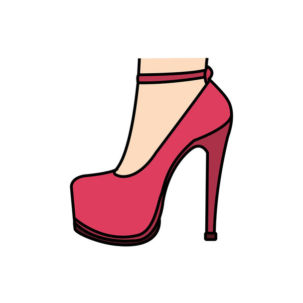 woman foot inside heels high shoes - Vector, Image