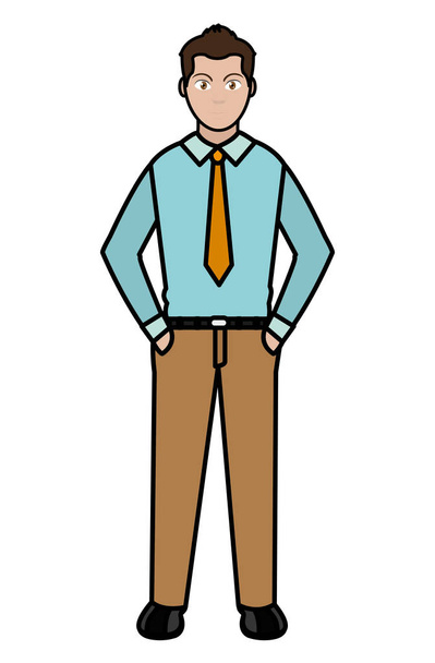 line barva elegantní muž košile a kalhoty - Vektor, obrázek