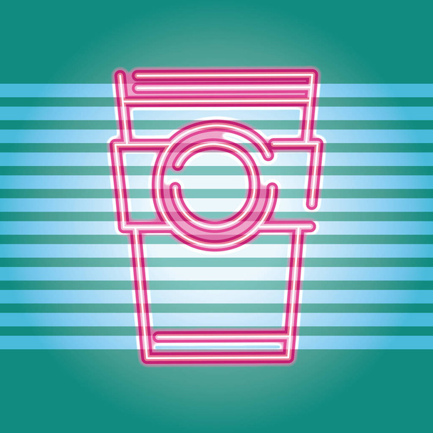Bebidas xícara de café néon luz sinal publicidade vetor ilustração gráfico design
 - Vetor, Imagem