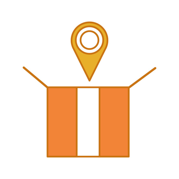 color open delivery package with location symbol - Vector, Image