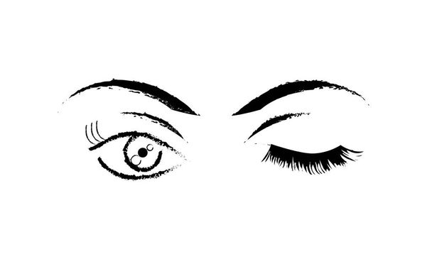 Kobieta grunge, pieczenie oczu, brwi i rzęs - Wektor, obraz