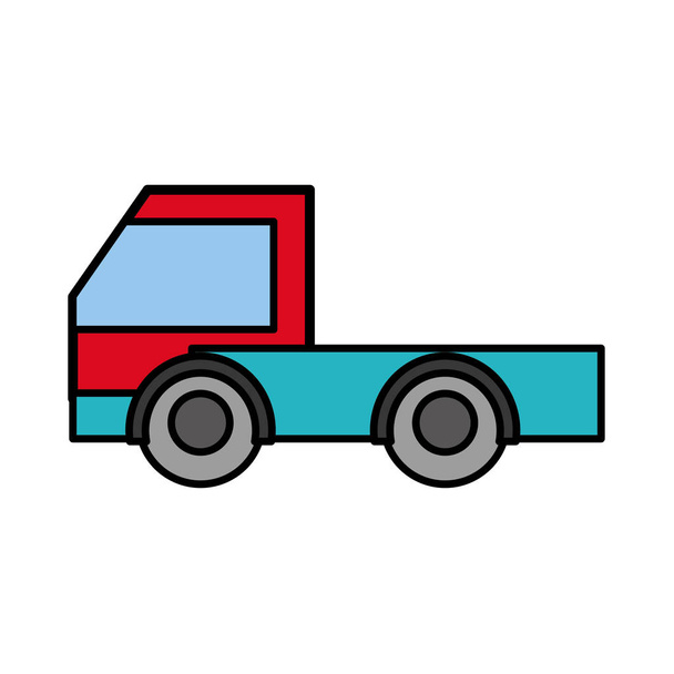 line color industry truck vehicule transportation car - Vector, Image