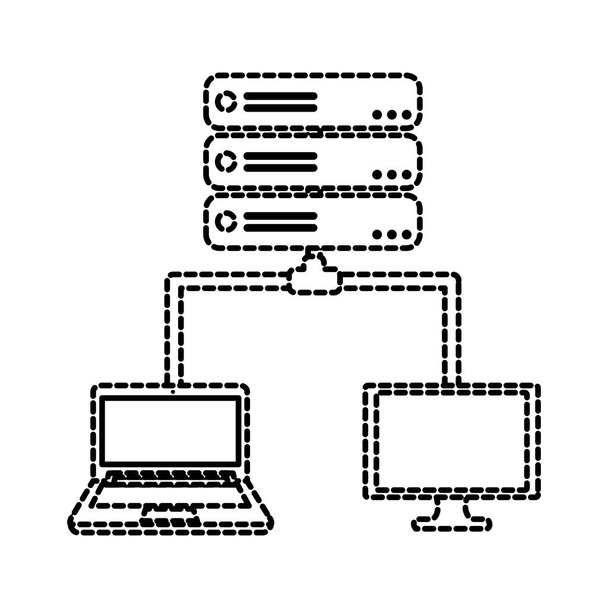 Web hosting datakeskuksen ja pohja teema Eristetty suunnittelu Vektori kuva
 - Vektori, kuva