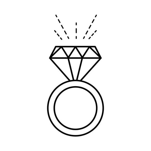 lijn luxe verlovingsring bruiloft met diamant - Vector, afbeelding