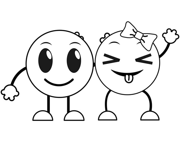linea coppia sorriso e divertente faccia emoji
 - Vettoriali, immagini