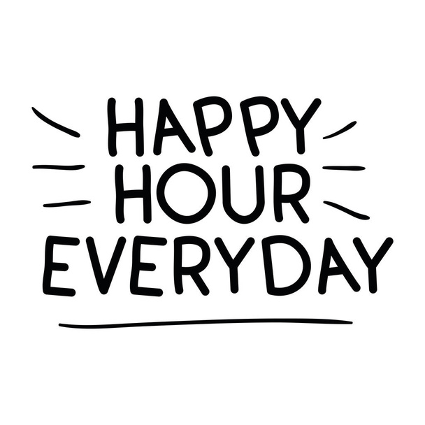 Happy Hour Etikett-Ikone jeden Tag - Vektor, Bild