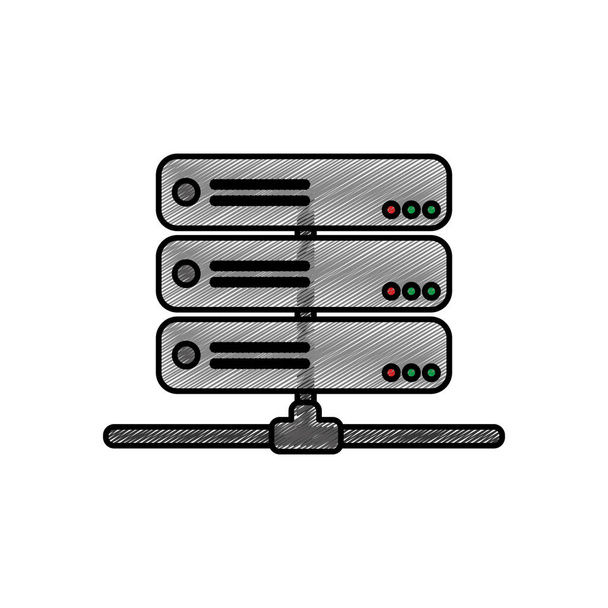 Web hosting z centrum danych i podstawy tematu na białym tle projekt wektor ilustracja - Wektor, obraz