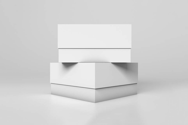 Two White Carton Boxes Mock up.Blank package Boxes. 3D rendering. - Photo, Image