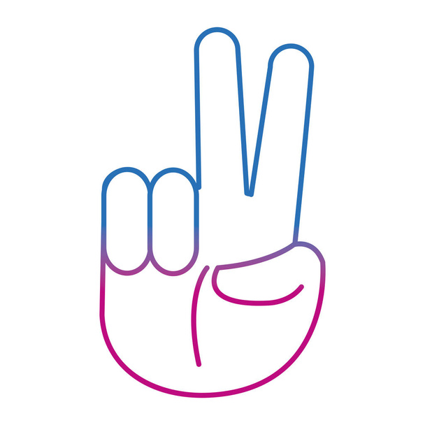 degraded line emoji hand peace and love gesture expression - Vector, Image