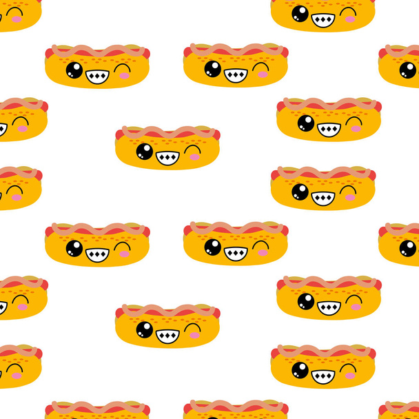 Hot Dog Hintergrund von Fast Food städtischen und leckeren Menü Thema isoliert Design Vektor Illustration - Vektor, Bild