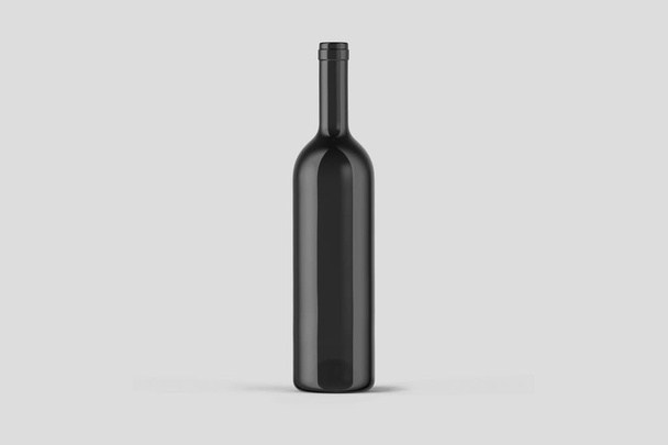 Bottiglia di vino Mock-Up isolato su sfondo grigio morbido. Etichetta vuota.Foto ad alta risoluzione
. - Foto, immagini