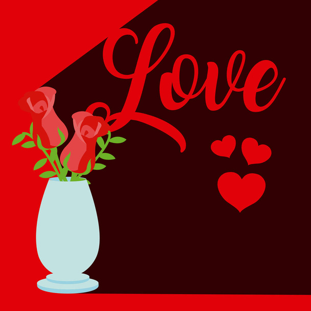 Cute love with flowers inside jar cartoons vector illustration graphic design - Vector, Image