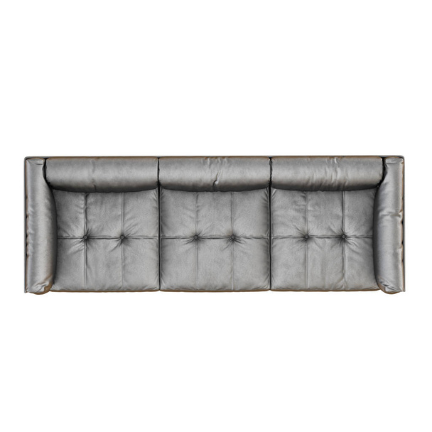 Leather soft black sofa with folds on a white background 3d - Photo, Image