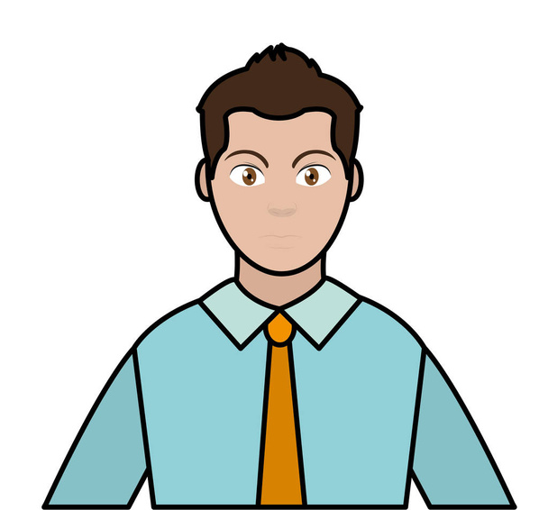line color avatar elegant man with shirt and tie style - Vector, Image