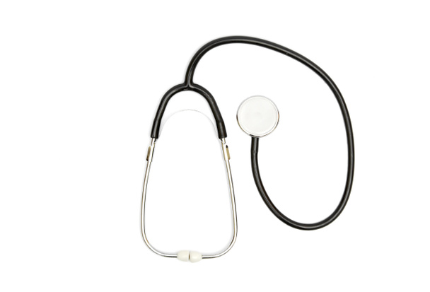 Beyaz arka plan üzerinde izole stetoskop. Tıp kavramı - Fotoğraf, Görsel
