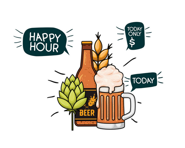 бутылка пива и стеклянная икона
 - Вектор,изображение