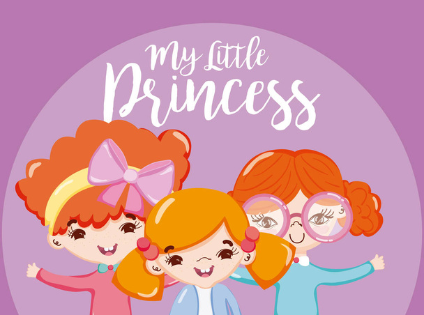 Μου κινούμενα σχέδια φίλοι πριγκίπισσα χαριτωμένα κοριτσάκια διανυσματικά εικονογράφηση Γραφιστικής - Διάνυσμα, εικόνα