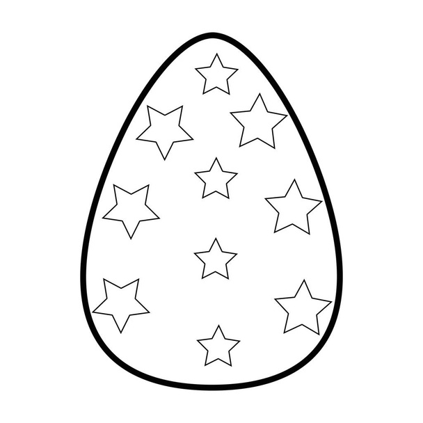 outline egg easter with stars decoration to celebration - Vektör, Görsel