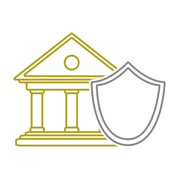línea amarilla finanzas economía bancaria con escudo de seguridad
 - Vector, imagen