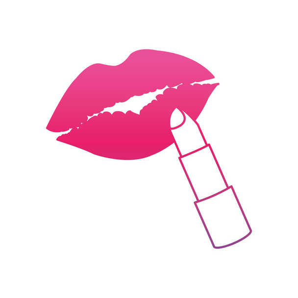 degraded line lips makeup with glamour lipstick product - Vector, Image