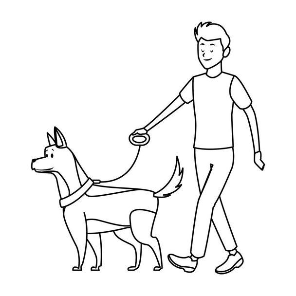 férfi és kutya - Vektor, kép