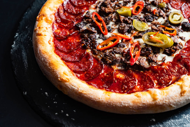 pizza with salami and chilli pepper - Photo, Image