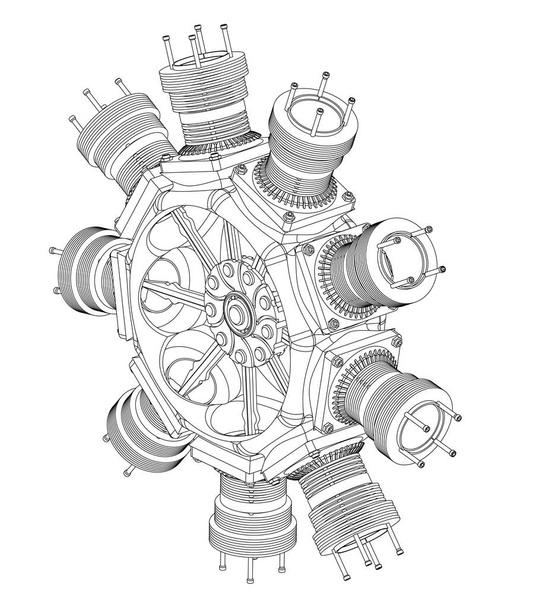 Motor radial en blanco
 - Vector, Imagen