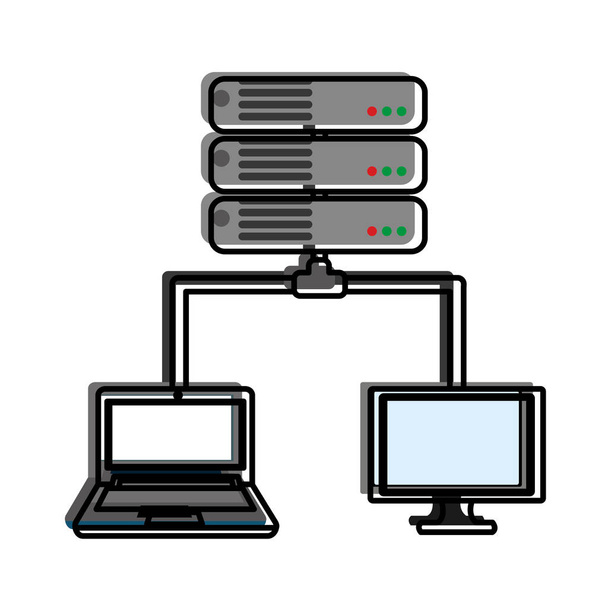 Web hosting van datacenter en baseren thema geïsoleerde ontwerp vectorillustratie - Vector, afbeelding