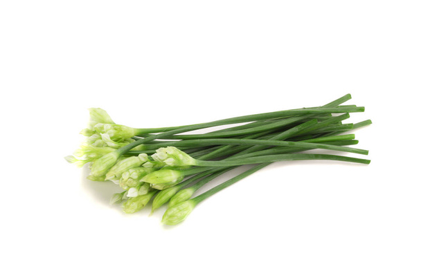 Schnittlauch Blume oder Schnittlauch isoliert auf weißem Hintergrund - Foto, Bild