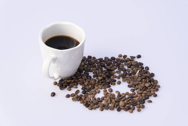 コーヒー豆やカップの装飾 - 写真・画像
