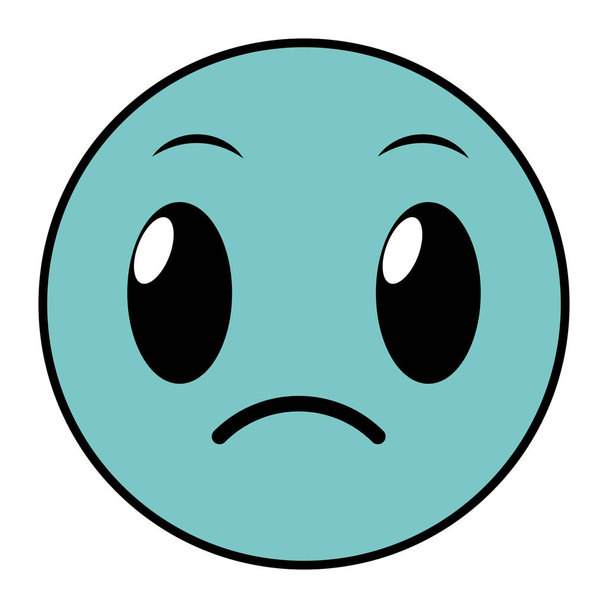 γραμμή χρώμα θλιμμένο πρόσωπο χειρονομία emoji έκφραση - Διάνυσμα, εικόνα