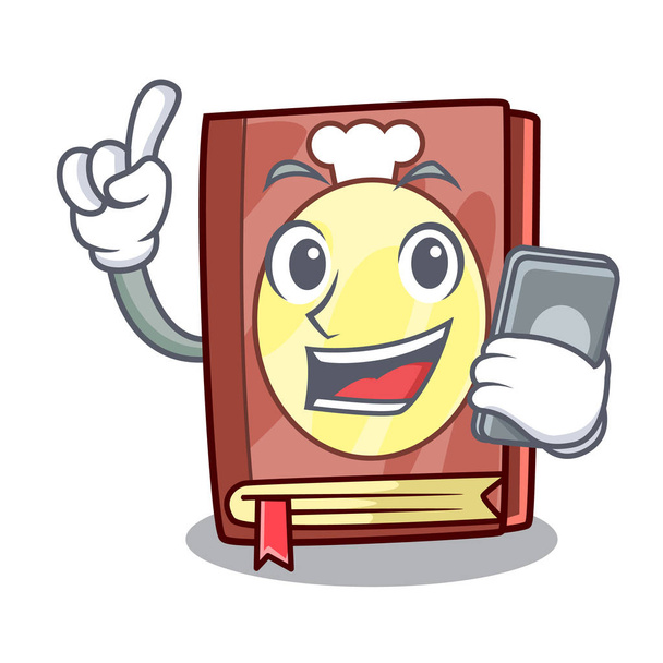 With phone recipe book above wooden character table - Vector, Imagen
